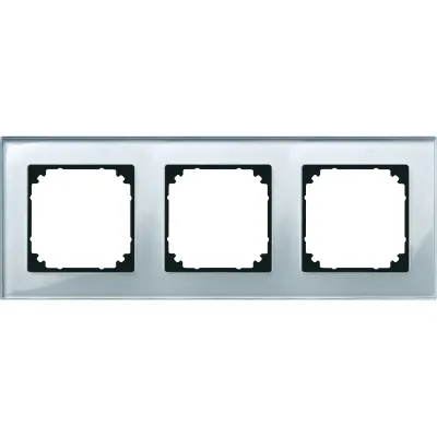 Merten Echtglasrahmen 3-fach 489360 | M-PLAN Serie | Glasrahmen für Unterputz | horizontal & vertikal | Diamantsilber