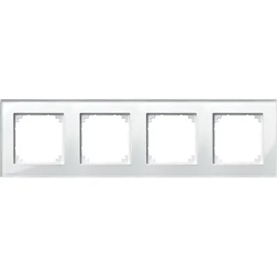 Merten Rahmen 4-fach 489419 | Echtglasrahmen M-PLAN | Unterputz | glänzend | horizontal & vertikal | brillantweiß