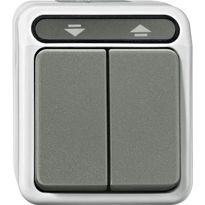 Merten Rollladentaster MEG3755-8029 | Aufputz | 1-polig | IP44 | Feuchtraum | Umkehrsperre | lichtgrau | Kunststoff