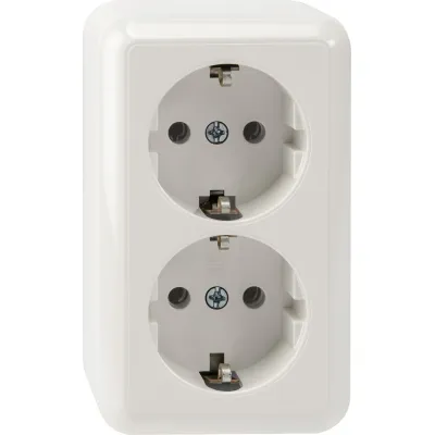Merten SCHUKO Doppel-Steckdose MEG2421-8719 | Aufputz 2-fach | 16A | IP20 | polarweiß | halogenfrei