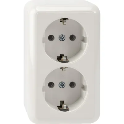 Merten SCHUKO Doppel-Steckdose MEG2421-8719 | Aufputz 2-fach | 16A | IP20 | polarweiß | halogenfrei