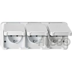 Merten SCHUKO-Dreifach-Steckdose lichtgrau MEG2390-8029