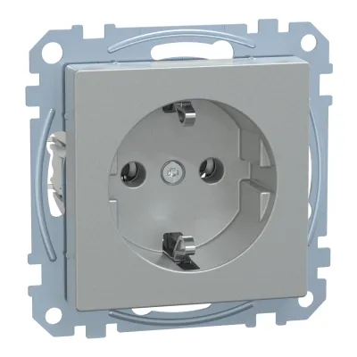 Merten SCHUKO-Steckdose MEG2401-0460 | 1-fach | Unterputz | Schraub-Liftklemmen | System M | Thermoplast | Aluminium