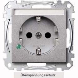 Merten SCHUKO-Steckdose alu Übersp.Sch.Schriftf MEG2305-0460