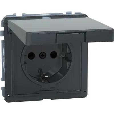 Merten SCHUKO-Steckdose MEG2310-7214 | Aquadesign | Klappdeckel | erhöhter Berührungsschutz | Unterputz | anthrazit