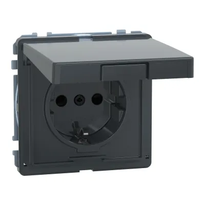 Merten SCHUKO-Steckdose MEG2310-7214 | Aquadesign | Klappdeckel | erhöhter Berührungsschutz | Unterputz | anthrazit