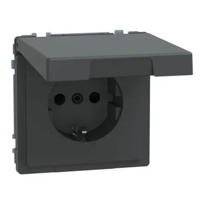 Merten SCHUKO-Steckdose MEG2314-6034 | IP44 | Klappdeckel | erhöhter Berührungsschutz | Unterputz | anthrazit matt