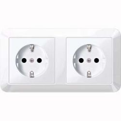 Merten SCHUKO-Steckdose aws/gl Doppel MEG2328-1025