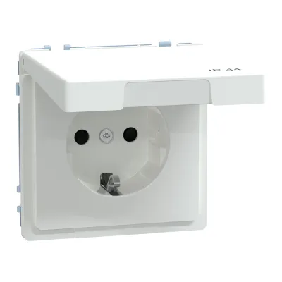 Merten SCHUKO-Steckdose MEG2314-6035 | Unterputz IP44 | Klappdeckel | Berührungsschutz | Steckklemme | glänzend weiß