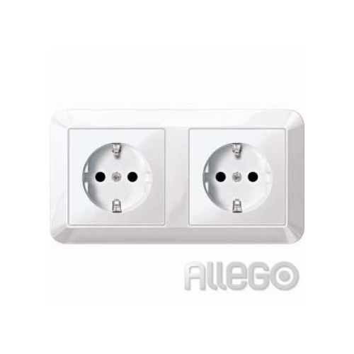Bild: Merten SCHUKO-Steckdose pws/gl Doppel MEG2328-1019