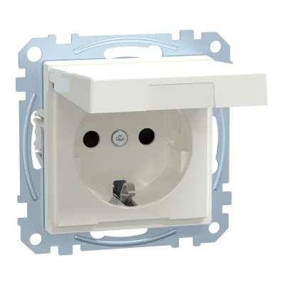 Merten SCHUKO-Steckdose Unterputz | MEG2414-0319 | IP44 | Klappdeckel | Berührungsschutz | Schraubklemmen | polarweiß