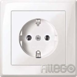 Merten SCHUKO-Steckdose pws/gl volle Abdeckplat MEG2301-1419