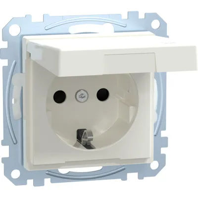 Merten SCHUKO-Steckdose MEG2314-0319 | IP44 Feuchtraum Unterputz | Klappdeckel | polarweiß glänzend