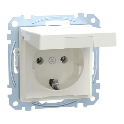 Merten SCHUKO-Steckdose MEG2311-0419 | Unterputz | Klappdeckel | Steckklemmen | QuickFlex | IP20 | matt | polarweiß