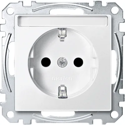 Merten SCHUKO-Steckdose MEG2302-0419 | Unterputz | erhöht. Berührungsschutz | Schriftfeld | QuickFlex | matt | polarweiß