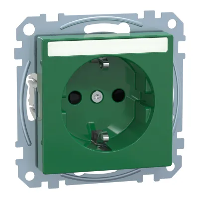 Merten SCHUKO-Steckdose SV gn mit Schriftfeld MEG2302-0304