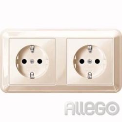 Merten SCHUKO-Steckdose ws/gl Doppel MEG2328-1244