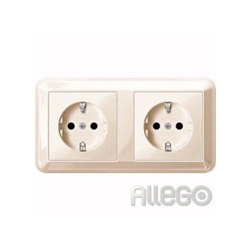 Bild: Merten SCHUKO-Steckdose ws/gl Doppel MEG2328-1244