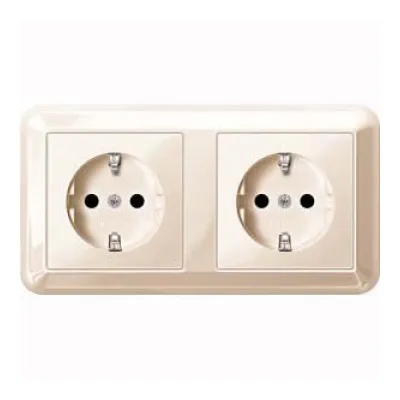 Merten SCHUKO Doppelsteckdose MEG2328-1244 | 2-fach UP | erhöhter Berührungsschutz | Steckklemme | cremeweiß glänzend
