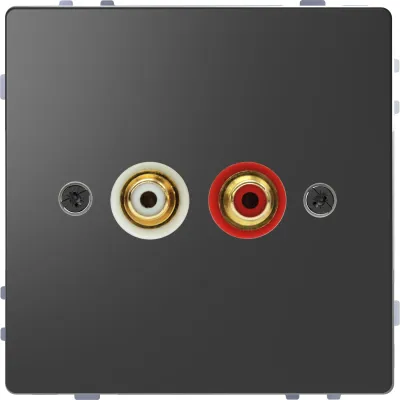 Merten Steckdose Cinch 2-fach MEG4350-6034 | Audio Anschluss Unterputz | vergoldete Kontakte | anthrazit