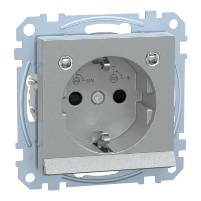 Merten SCHUKO-Steckdose MEG2304-0460 | LED-Orientierungslicht | Berührungsschutz | Unterputz | Alu matt | 16A 250V