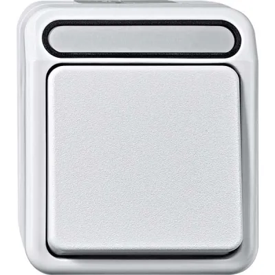 Merten Taster Aufputz MEG3154-8019 | Wippe | 1-polig | Schließer | IP44 | Beschriftungsfeld | Thermoplast | matt weiß