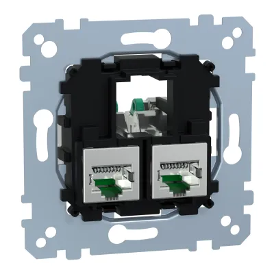 Merten Tragplatte 2-fach | MEG4576-0022 | Netzwerkdose Cat6A STP | 2x RJ45 geschirmt | Aufputz/Unterputz/Kanal | IP20