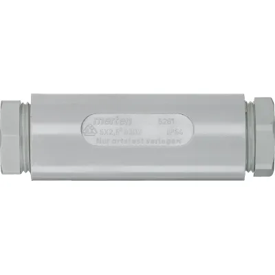 Merten Kabelverbindungsmuffe 526129 PG16 | 5x2,5 mm² | halogenfrei | Zugentlastung | Kunststoff | grau