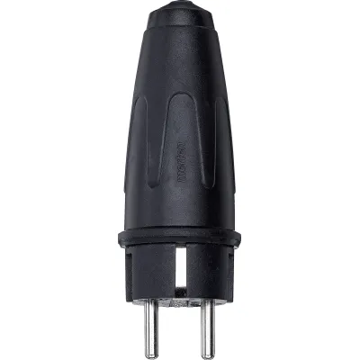 Merten Vollgummi-Schuko-Stecker 122051 | Schutzkontaktstecker 16A 250V | IP44 | gerade | Gummi | schwarz