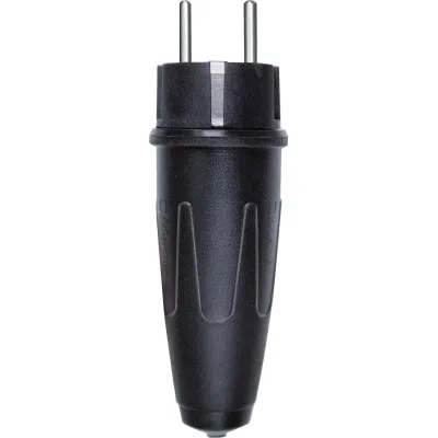 Merten Schuko Stecker 123551 | Vollgummi | 16A 250V | IP44 spritzwassergeschützt | schwere Ausführung | schwarz