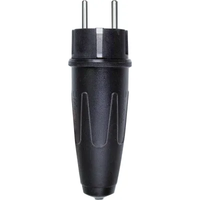 Merten Schuko Stecker 123551 | Vollgummi | 16A 250V | IP44 spritzwassergeschützt | schwere Ausführung | schwarz
