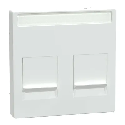 Merten Zentralplatte 2-fach Modular Jack | System M | Weiß | Beschriftungsfeld | Staubschutz