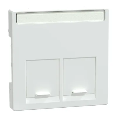 Merten Zentralplatte 2-fach | UAE/IAE | Beschriftungsfeld | Staubschutz | antibakteriell | aktivweiß