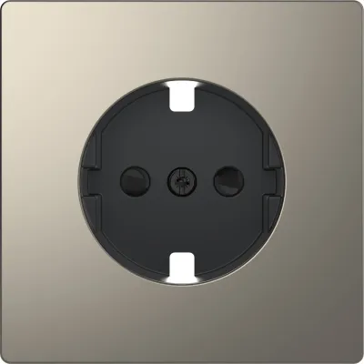 Merten Zentralplatte Steckdose MEG2330-6050 | SCHUKO Einsatz | Unterputz | Edelstahl Metall | Berührungsschutz | grau