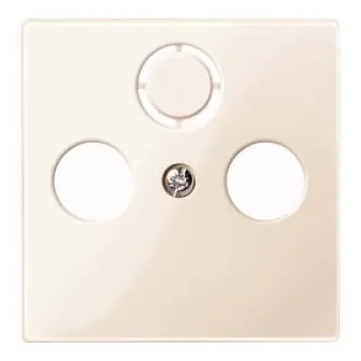 Merten Zentralplatte Antennendose 296744 System M | Sat-TV-Radio Abdeckung | Thermoplast glänzend | cremeweiß