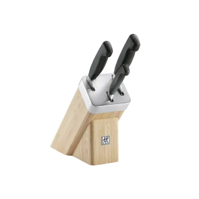ZWILLING Messerblock Vier Sterne | 35135-400-0 | 4-teiliges Messerset | Bambus | Messerblockset für alle Schneidaufgaben
