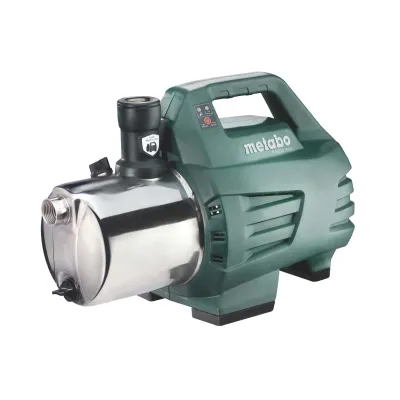 Metabo Gartenpumpe P 6000 Inox 600966000 | 1300 W | 6000 l/h | Edelstahl | Trockenlaufschutz | 55 m Förderhöhe | Grün