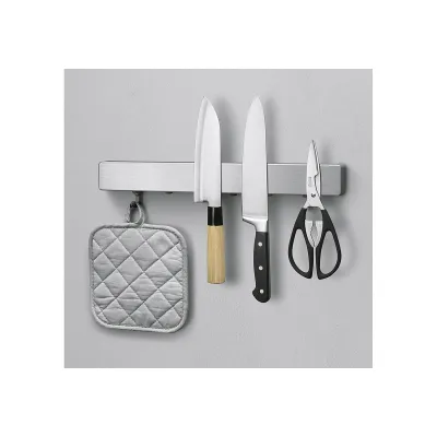 Metaltex Magnetleiste Metallika 258195000 | Messerhalter mit 6 Haken | Edelstahl gebürstet | 39 cm | Silber