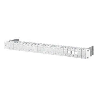 Metz Connect Keystone Patchpanel 130920-00KE | 19 Zoll 1HE | 24 Port | unbestückt | geschirmt | silber eloxiert