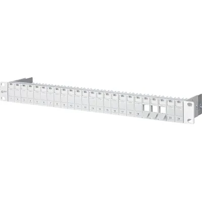 Metz Connect Keystone Patchpanel 130920-00KE | 19 Zoll 1HE | 24 Port | unbestückt | geschirmt | silber eloxiert