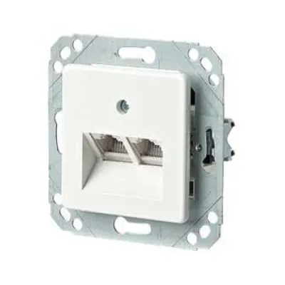 METZ CONNECT Anschlussdose 130040112-I | IAE Design 2x8(4)R | RJ45 Steckdose | ISDN | schraubbar | S0/UP0 Bus | reinweiß