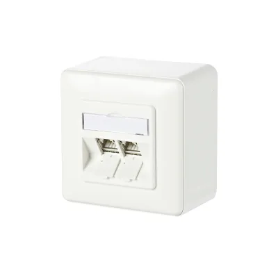 METZ CONNECT Anschlussdose Cat6A 130B11D20002-E | 2x RJ45 | Aufputz | geschirmt | PoE 90W | RAL9010 reinweiß