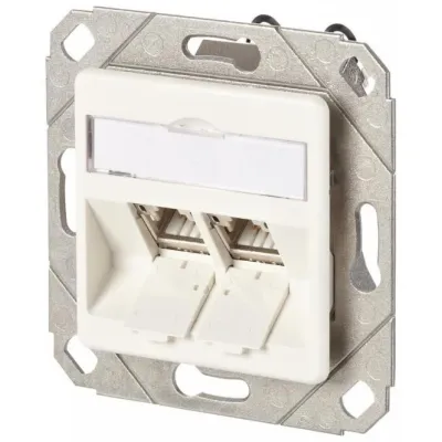 METZ CONNECT Anschlussdose 130B11D21102-E | Cat6A 2xRJ45 | Unterputz & Kanaleinbau | geschirmt | RAL9010 reinweiß