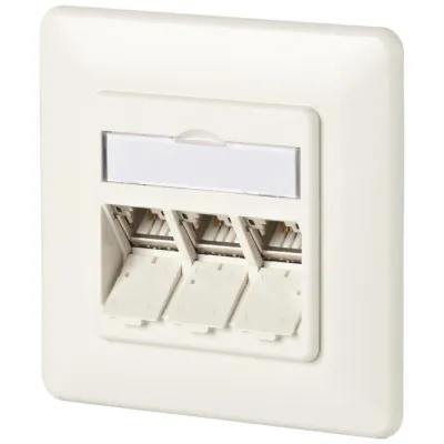 METZ CONNECT Anschlussdose 130B11D31002-E | Cat6A Unterputz | 3x RJ45 geschirmt | schräg | RAL9010 reinweiß