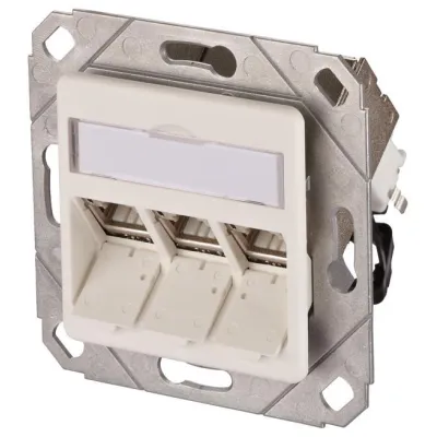 METZ CONNECT Anschlussdose 130B12D31102-E | Cat6A RJ45 3-Port | Unterputz | geschirmt | schräg | RAL9010 reinweiß