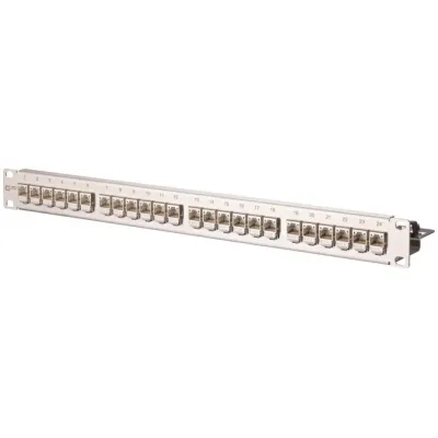 METZ CONNECT Patchpanel 130B11P1-E | 24 Port RJ45 Cat6A geschirmt | 19 Zoll 1HE | Edelstahl Silber