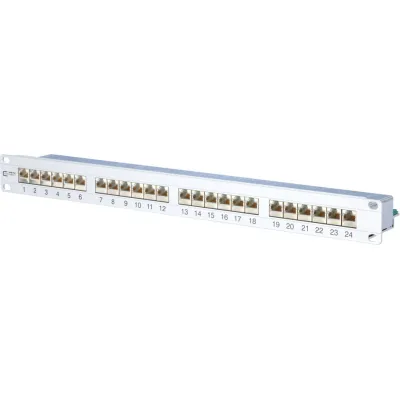 Metz Connect Patchpanel 24-Port E-DAT C6 MP24 | Cat.6 | geschirmt | 1HE 19" Aluminium | RJ45 LSA | Netzwerkpanel