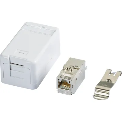 METZ CONNECT Anschlussbox APZ 1 Port 130B21D1APL-E | Cat.6A Keystone Modul | Hutschiene TH35 | Weiß RAL9010 | Kunststoff