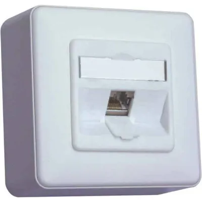 Metz Connect Anschlussdose C6Amod-1AP-180rw | Cat 6A Netzwerkdose RJ45 | Aufputz | geschirmt | 1 Port | reinweiß