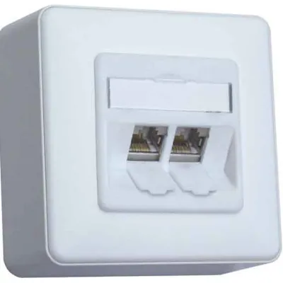 Metz Connect Anschlussdose C6Amod-2AP-180rw | CAT 6A Aufputz 2-fach RJ45 | geschirmt | IDC | reinweiß RAL 9010